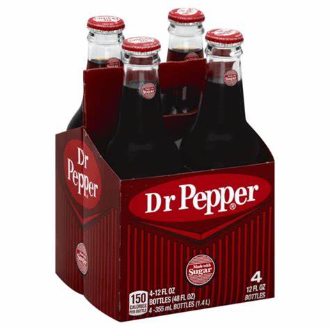 DR PEPPER GLASS BOTTLE 4 PACK
