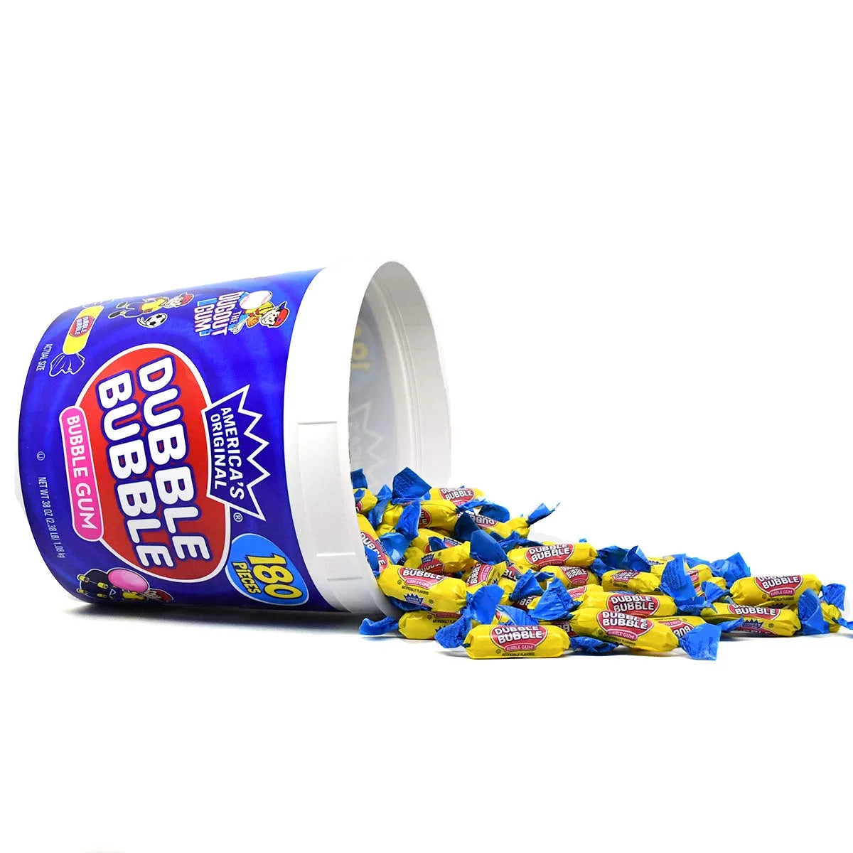 DUBBLE BUBBLE WRAPPED BUBBLE GUM 180-COUNT TUB