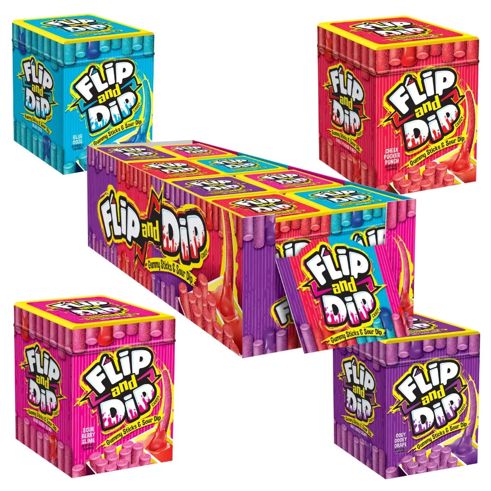 FLIP AND DIP GUMMY CANDY AND SOUR GEL DIP