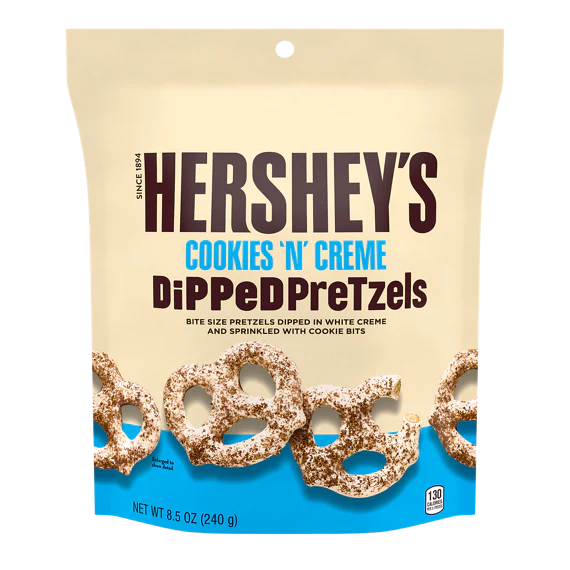 HERSHEY'S COOKIES 'N' CREME DIPPED PRETZELS 240G