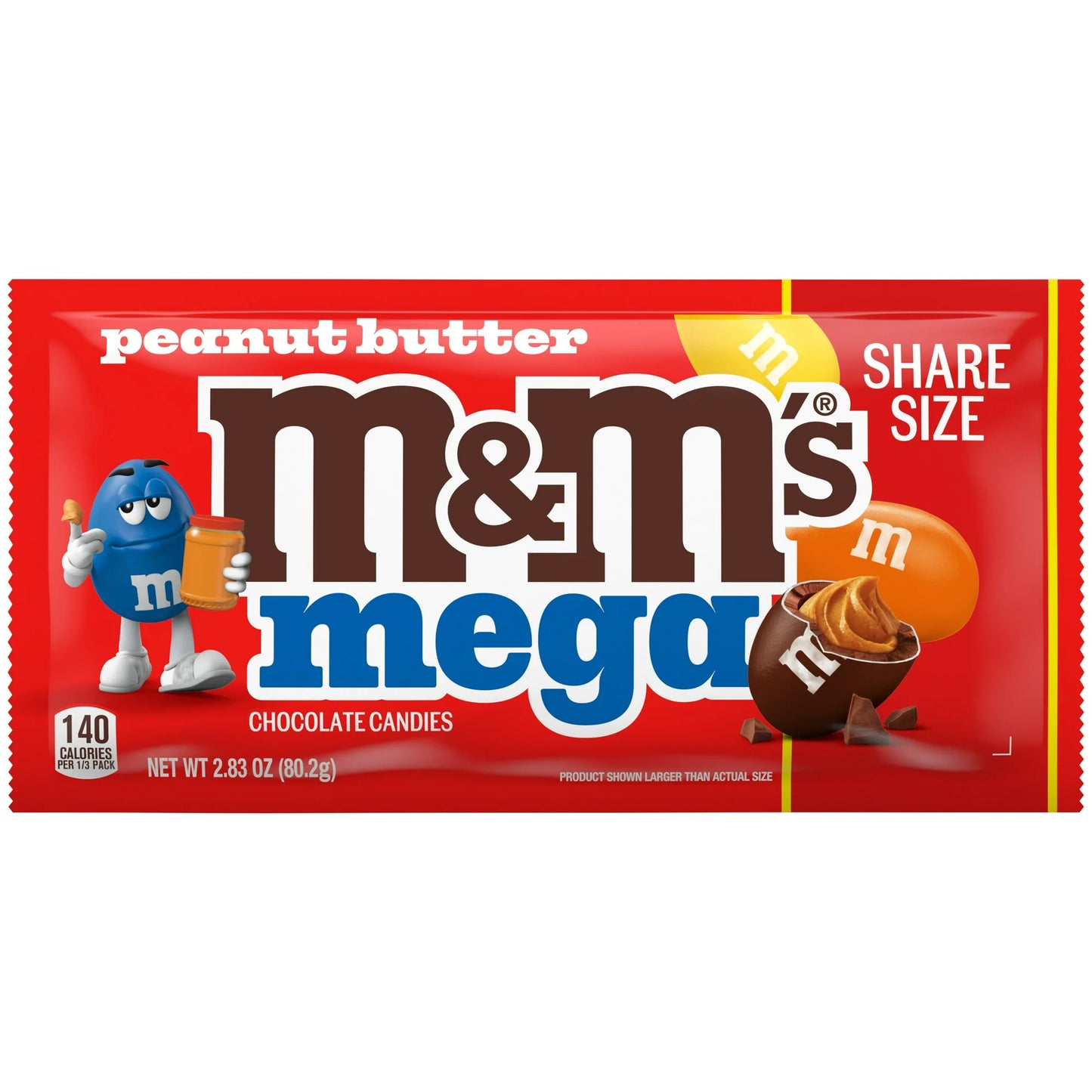 M&M'S MEGA PEANUT BUTTER CHOCOLATE CANDY, SHARE SIZE