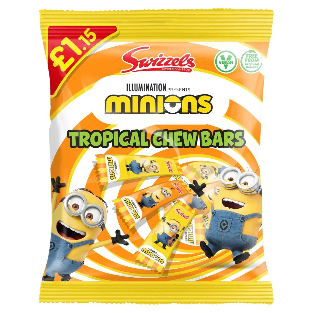 SWIZZELS MINIONS TROPICAL CHEW BARS 120G (PACK OF 12)