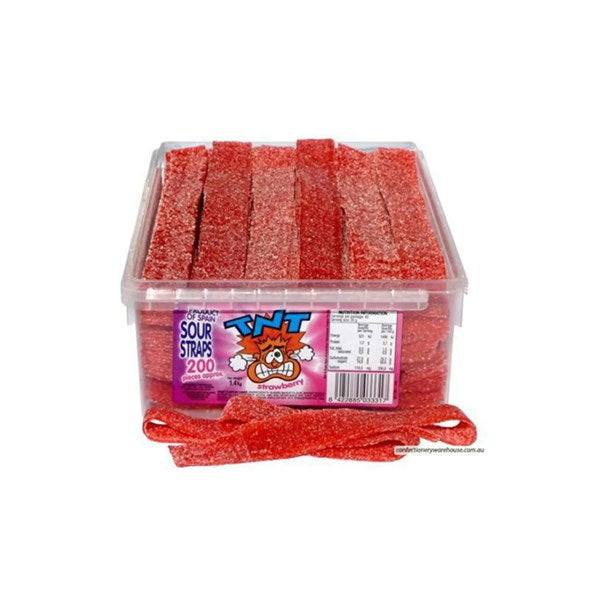 TNT SOUR STRAPS STRAWBERRY 1.4KG (200 STRAPS)