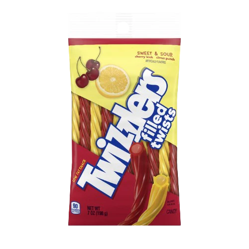 TWIZZLERS FILLED TWISTS SWEET & SOUR 198G