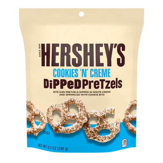 HERSHEY'S COOKIES 'N' CREME DIPPED PRETZELS 240G
