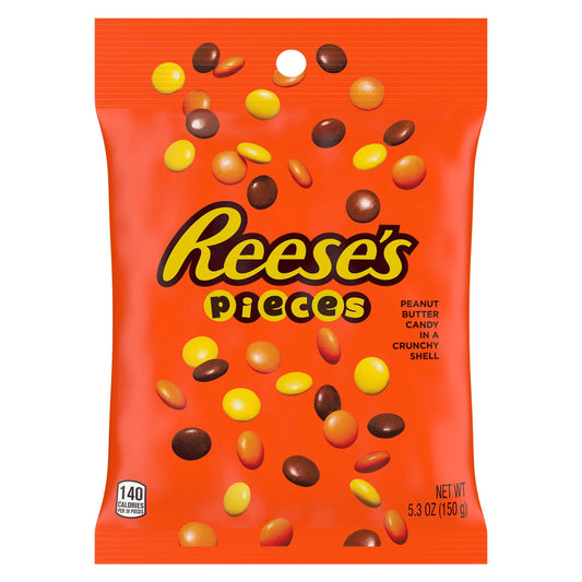 REESE'S PIECES PEANUT BUTTER IN A CRUNCHY SHELL CANDY BAG